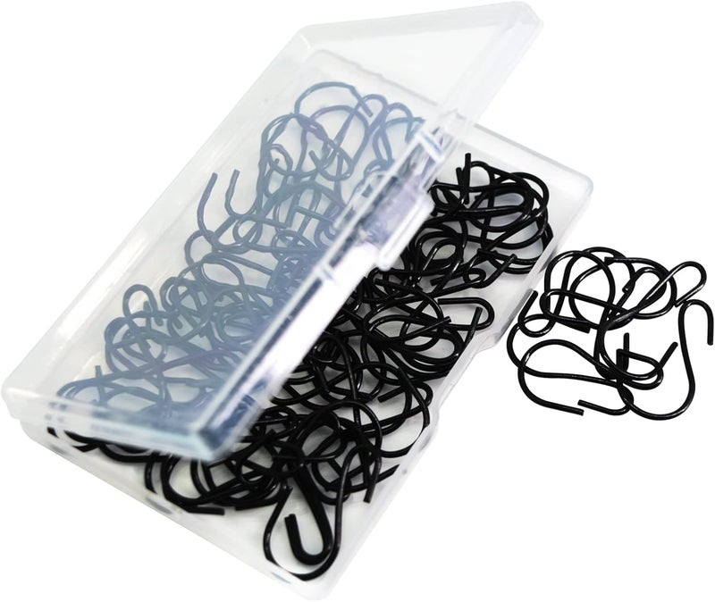Beaneed Mini S Hooks for Hanging 50 Pack, 1 Inch Small S Hooks Black – Rustproof Metal S Shaped Hook for Plants, Jewelry, Keys (No Drill & Storage Box) - Image 1